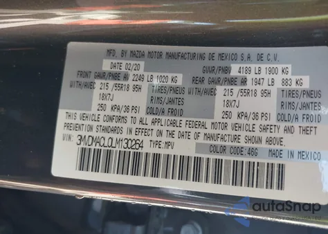 2020 Mazda Cx-30 Select Package из США, поврежденный, VIN 3MVDMACL0LM130264